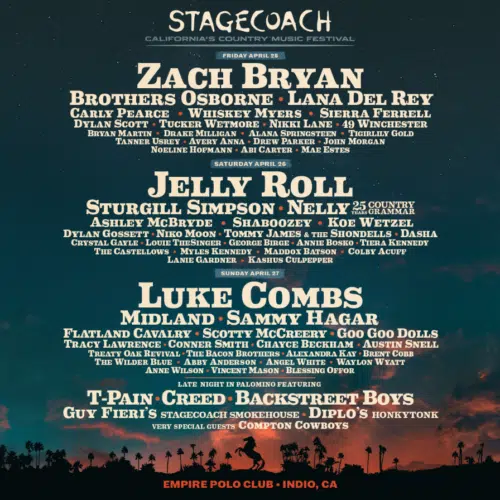 Stagecoach Festival Announces 2025 Lineup including Zach Bryan, Jelly